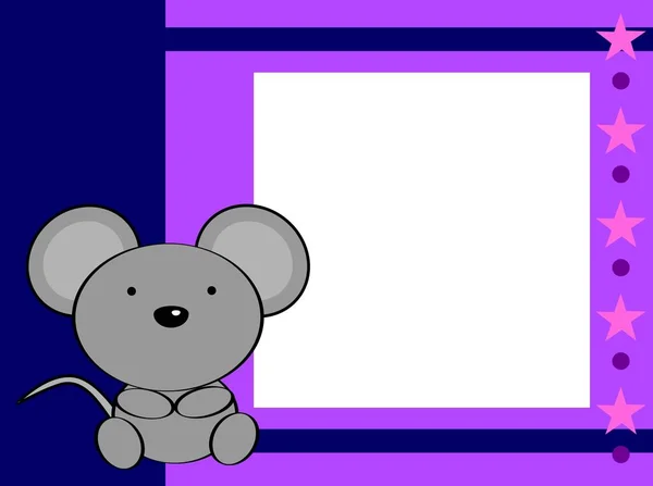 Kawaii Baby Mouse Character Cartoon Picture Frame Background Vector Format — Stock Vector