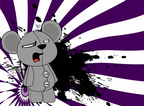 Divertente Mouse Cartone Animato Personaggio Peluche Giocattolo Espressione Sfondo Formato — Vettoriale Stock