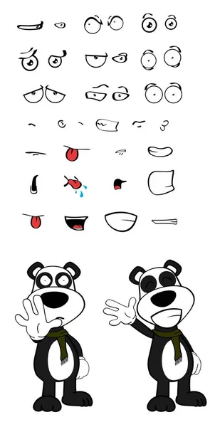 Divertente Giovane Panda Orso Fumetto Espressioni Raccolta Impostato Formato Vettoriale — Vettoriale Stock