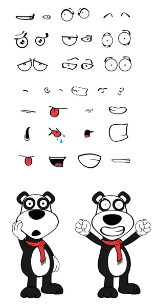 有趣的熊猫幼熊卡通表达集合 以矢量格式设置 — 图库矢量图片