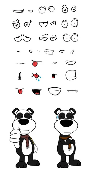 Divertente Giovane Panda Orso Fumetto Espressioni Raccolta Impostato Formato Vettoriale — Vettoriale Stock
