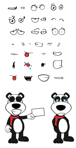 Divertido Oso Panda Joven Colección Expresiones Dibujos Animados Conjunto Formato — Archivo Imágenes Vectoriales