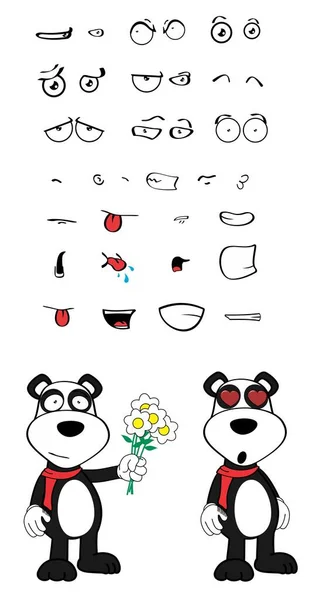Αστεία Νεαρή Panda Αρκούδα Καρτούν Έκφραση Συλλογή Που Μορφή Διάνυσμα — Διανυσματικό Αρχείο