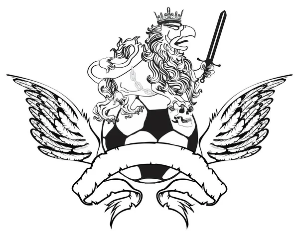 Futebol Heráldico Gryphon Emblema Crista Formato Vetorial — Vetor de Stock
