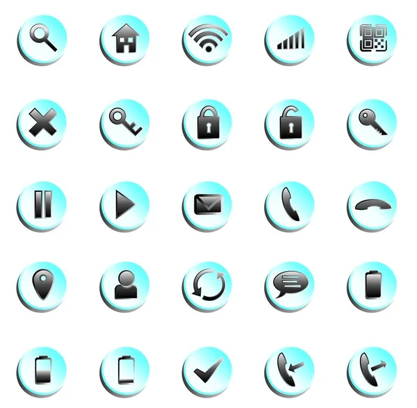 Ikony Telefon Komórkowy Kolekcja Zestaw Ilustracja — Zdjęcie stockowe