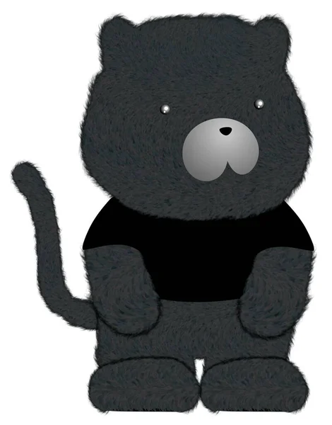 Schattig Pluizig Kind Zwart Panter Speelgoed Cartoon Illustratie — Stockfoto