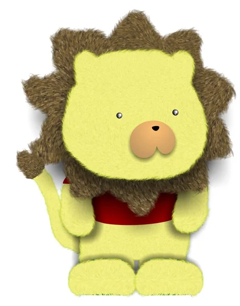 Cute Fluffy Kid Lion Toy Cartoon Illustration — Stock Photo, Image