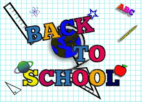 Back School Kid Drawing Style Cartoon Note Book Paper Background — Stock Photo, Image