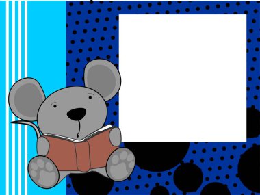 bebek fare çizgi filmi kitap arkaplan resim çerçevesini vektör biçiminde tutuyor