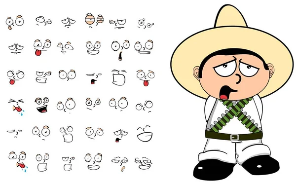 Funny Mexican Kid Cartoon Expressions Set Collection Vector Format — Stock Vector