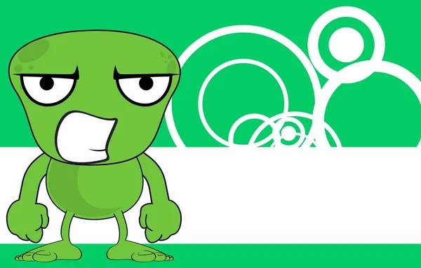 Engraçado Verde Monstro Desenho Animado Fundo Formato Vetor —  Vetores de Stock