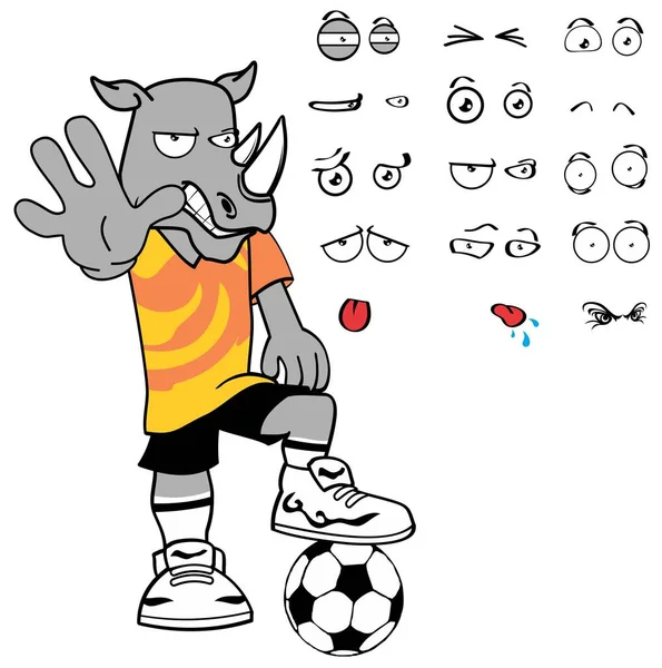 足球Futbol年轻犀牛孩子卡通表达集合的矢量格式很容易编辑 — 图库矢量图片
