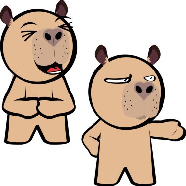 şirin capybara çocuk karakteri çizgi film ifadeleri vektör sanatında paket koleksiyonu