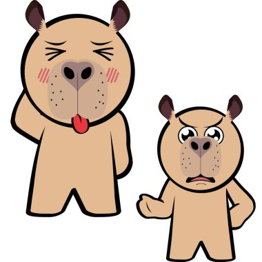 şirin capybara çocuk karakteri çizgi film ifadeleri vektör sanatında paket koleksiyonu