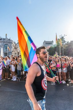 Madrid, İspanya - Temmuz 06, 2019: Madrid 'de, Gay Onur Günü kutlamaları.