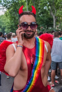 Madrid, İspanya - Temmuz 06, 2019: Madrid 'de, Gay Onur Günü kutlamaları.