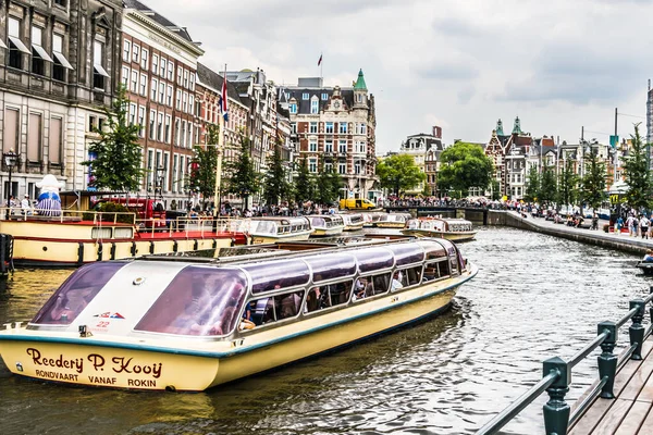 Amsterdam Juli 2018 Leven Grachten Van Amsterdam Stadscentrum — Stockfoto