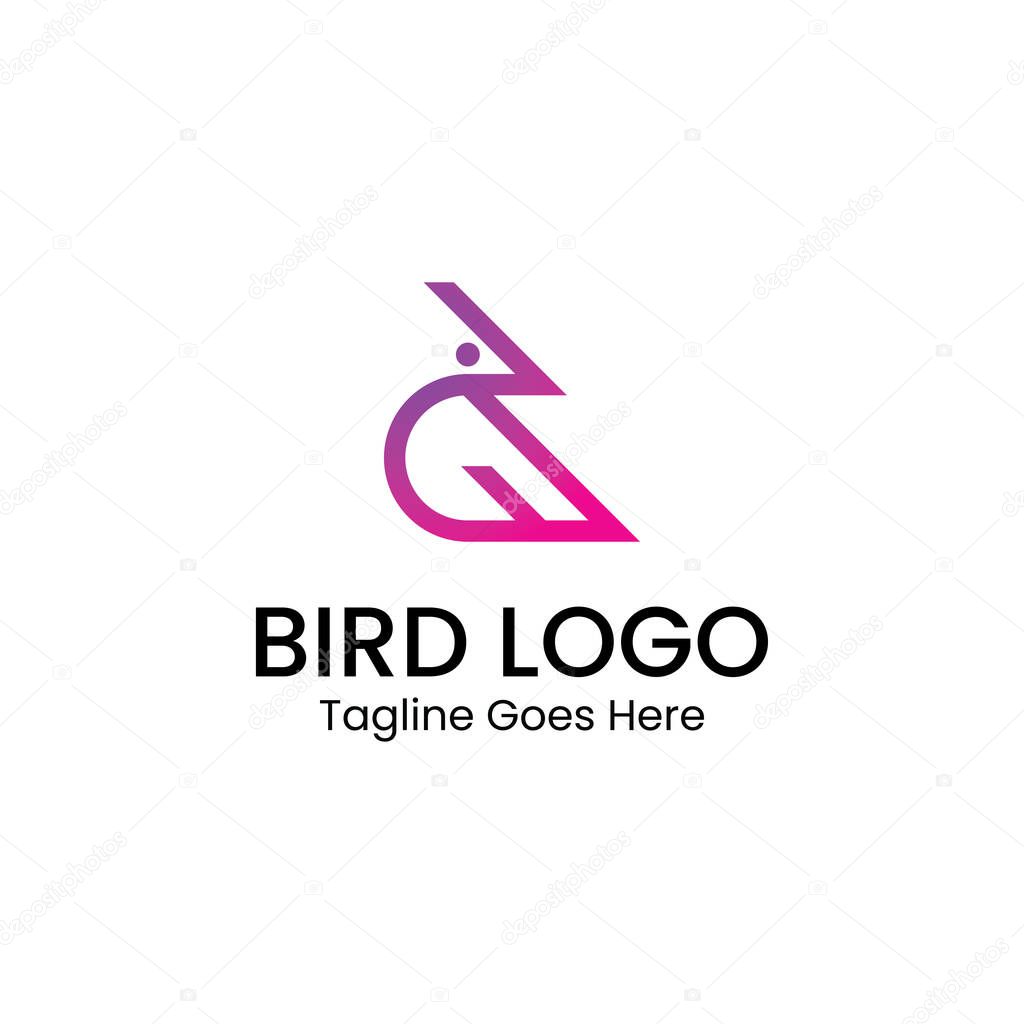 Modern Line Bird Logo. The logo that forms a bird with pink and purple gradient colors. Has a modern, clean, and professional character. Suitable for any type of company or business.