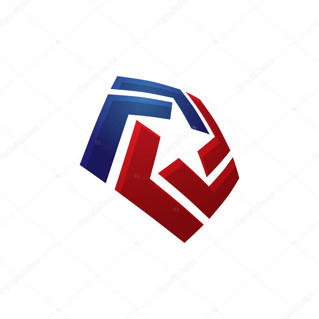 Pentagon Shield Logo With a Negative Star In The Middle. Suitable for security, military, banking, investment, clothing line, etc.