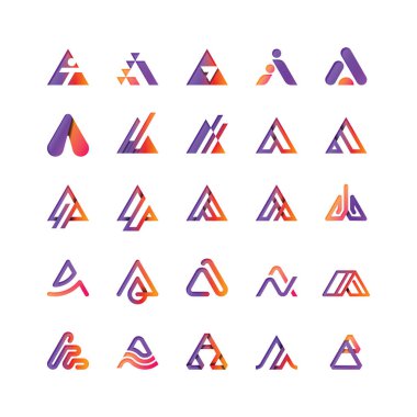 üçgen - çeşitli stil ve niklere sahip bir logo koleksiyonu harfi