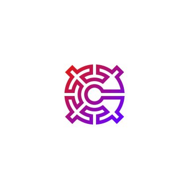 c ve x harflerinden modern geometrik çizgi logosu
