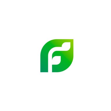 f logosu geometrik yaprak şeklinde