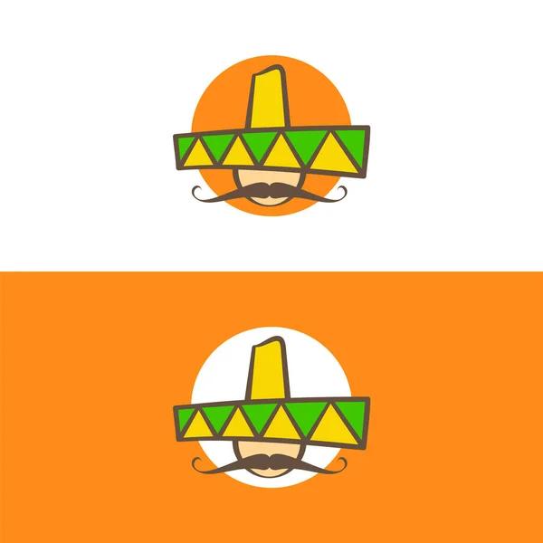 Логотип Голови Чоловіка Довгими Вусами Мексиканському Капелюсі — стоковий вектор