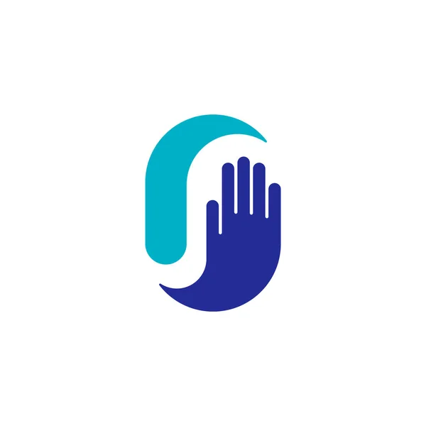 Logotyp För Handflata Och Kurva Som Bildar Ögla Form Kapsel — Stock vektor