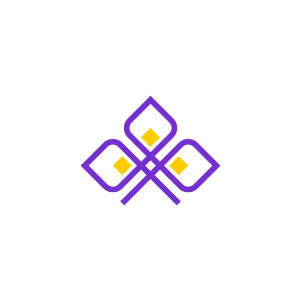 Logotipo Contorno Luxo Geométrico Uma Flor Com Três Pétalas — Vetor de Stock