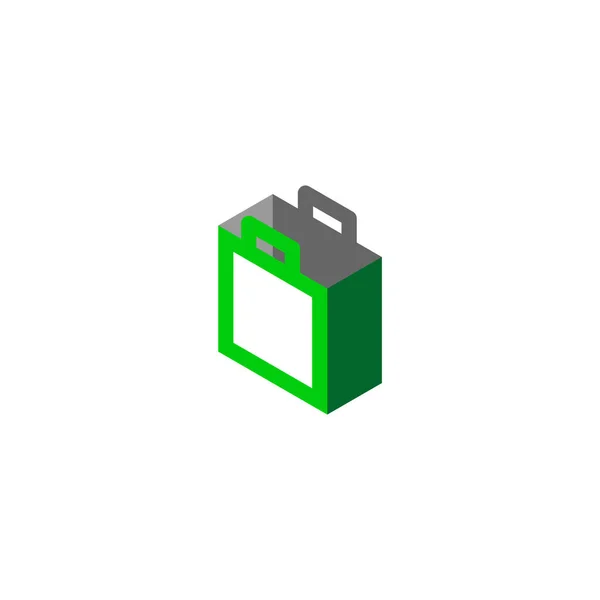 Logo Green Boxy Shopping Bag — Stock Vector