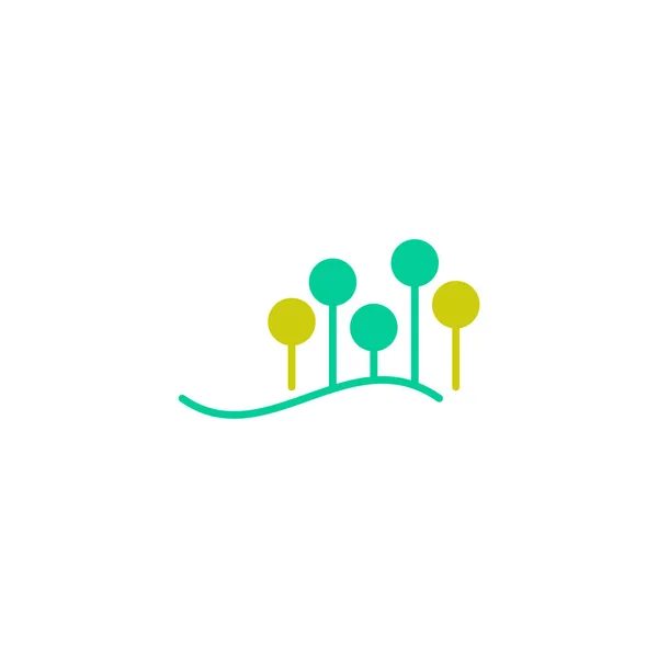 Okrągłe Geometryczne Logo Pięciu Drzew Falowanej Linii — Wektor stockowy