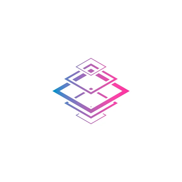 Abstraktes Logo Aus Übereinandergestapelten Quadratischen Formen — Stockvektor