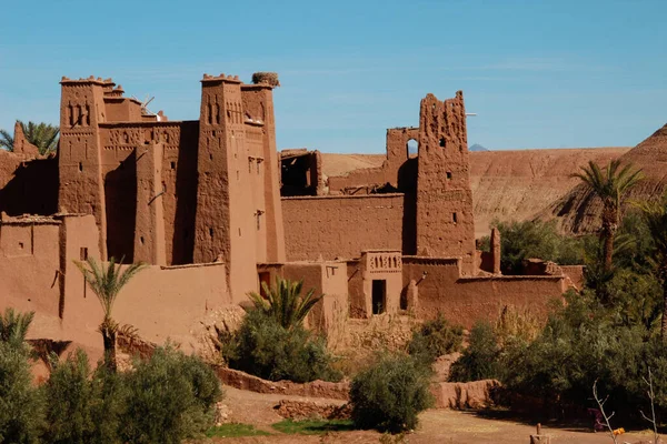 Erődített Desert Village Caravan Route Egy Népszerű Film Helyszín Ősi — Stock Fotó