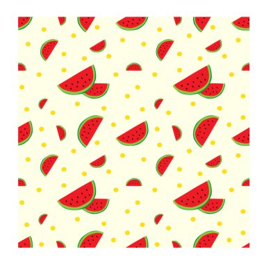 Bebek kıyafetleri, ambalaj kağıdı, duvar kağıdı, yastık kılıfı, gömlek ve daha fazlası için karpuz dilimli kusursuz desen kullanılabilir.