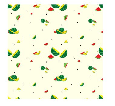 Bebek kıyafetleri, ambalaj kağıdı, duvar kağıdı, yastık kılıfı, gömlek ve daha fazlası için karpuz dilimli kusursuz desen kullanılabilir.