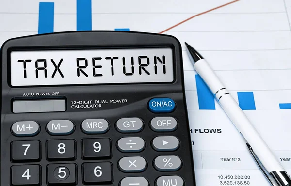 Word Tax Return Rekenmachine Bedrijfs Belastingconcept Voorraadfoto — Stockfoto