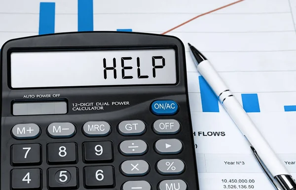 Palavra Ajuda Calculadora Concepção Empresarial Fiscal Foto Stock — Fotografia de Stock