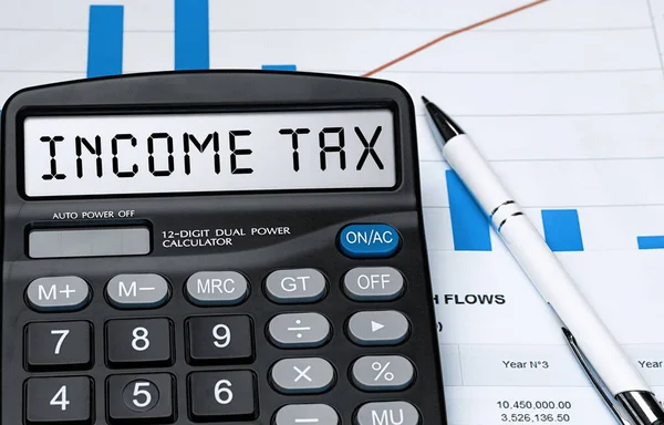 Word Inkomen Tax Rekenmachine Bedrijfs Belastingconcept Voorraadfoto — Stockfoto