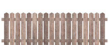 Brown wooden fence isolated on white background with parallel plank new. Object with clipping path