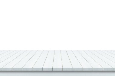 Beyaz arka plan üzerinde izole ahşap eski tablo. Ürün yerleştirme veya montaj ön planda üst tabloya odaklanılan için. Boş ahşap kahverengi raf. raflar