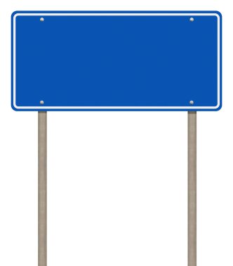 Blank blue road sign or Empty traffic signs isolated on white background. Objects clipping path