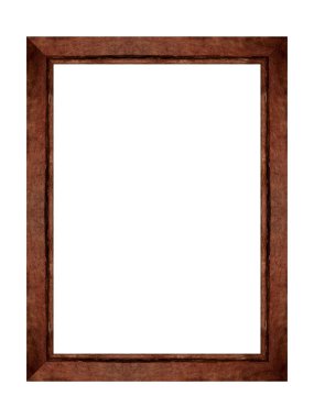 Kahverengi ahşap çerçeve beyaz arka planda izole edilmiş. Kırpma yolu ile nesne