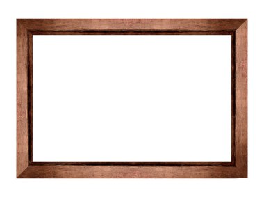 Kahverengi ahşap çerçeve beyaz arka planda izole edilmiş. Kırpma yolu ile nesne