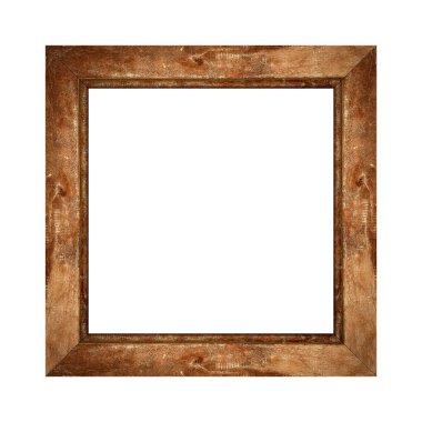 Kahverengi ahşap çerçeve beyaz arka planda izole edilmiş. Kırpma yolu ile nesne