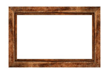 Kahverengi ahşap çerçeve beyaz arka planda izole edilmiş. Kırpma yolu ile nesne