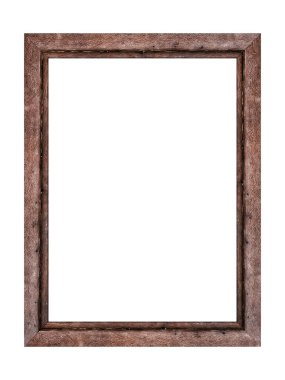 Kahverengi ahşap çerçeve beyaz arka planda izole edilmiş. Kırpma yolu ile nesne