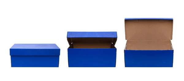 Caixa Papel Azul Coleção Artesanal Fundo Branco Vista Frontal Objeto — Fotografia de Stock