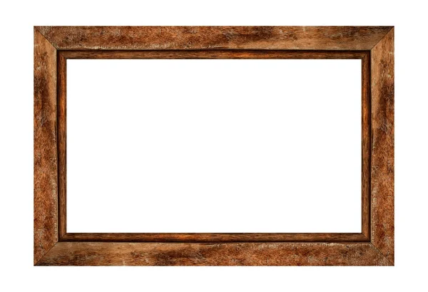 Brown Wood Frame Isolated White Background Object Clipping Path — Stock Photo, Image