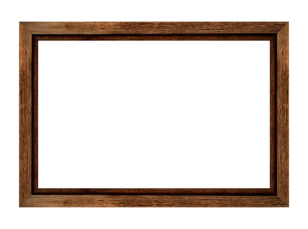 Kahverengi ahşap çerçeve beyaz arka planda izole edilmiş. Kırpma yolu ile nesne