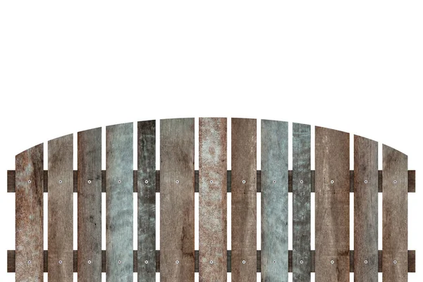 棕色的木制栅栏 白色的背景与平行的木板相隔离 具有裁剪路径的对象 — 图库照片